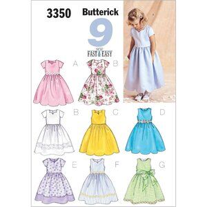 Butterick Sewing Pattern 3350 Girls Dresses Sashes Sizes 6-8 Special Occasion